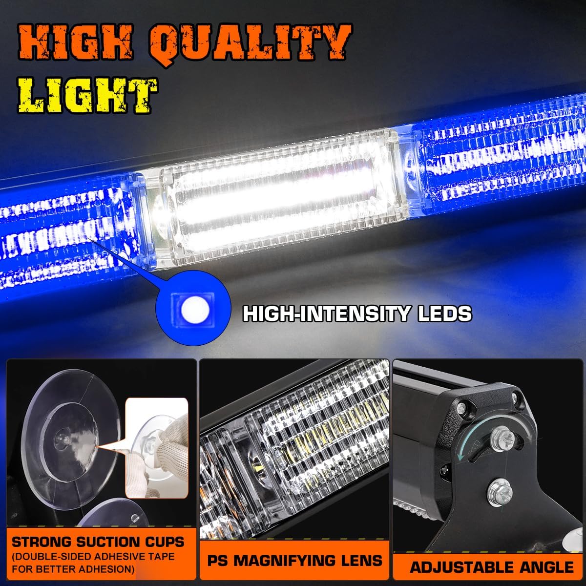 2x17.7'' Flashing Lights Windshield Light w/Controller Blue/White image 3
