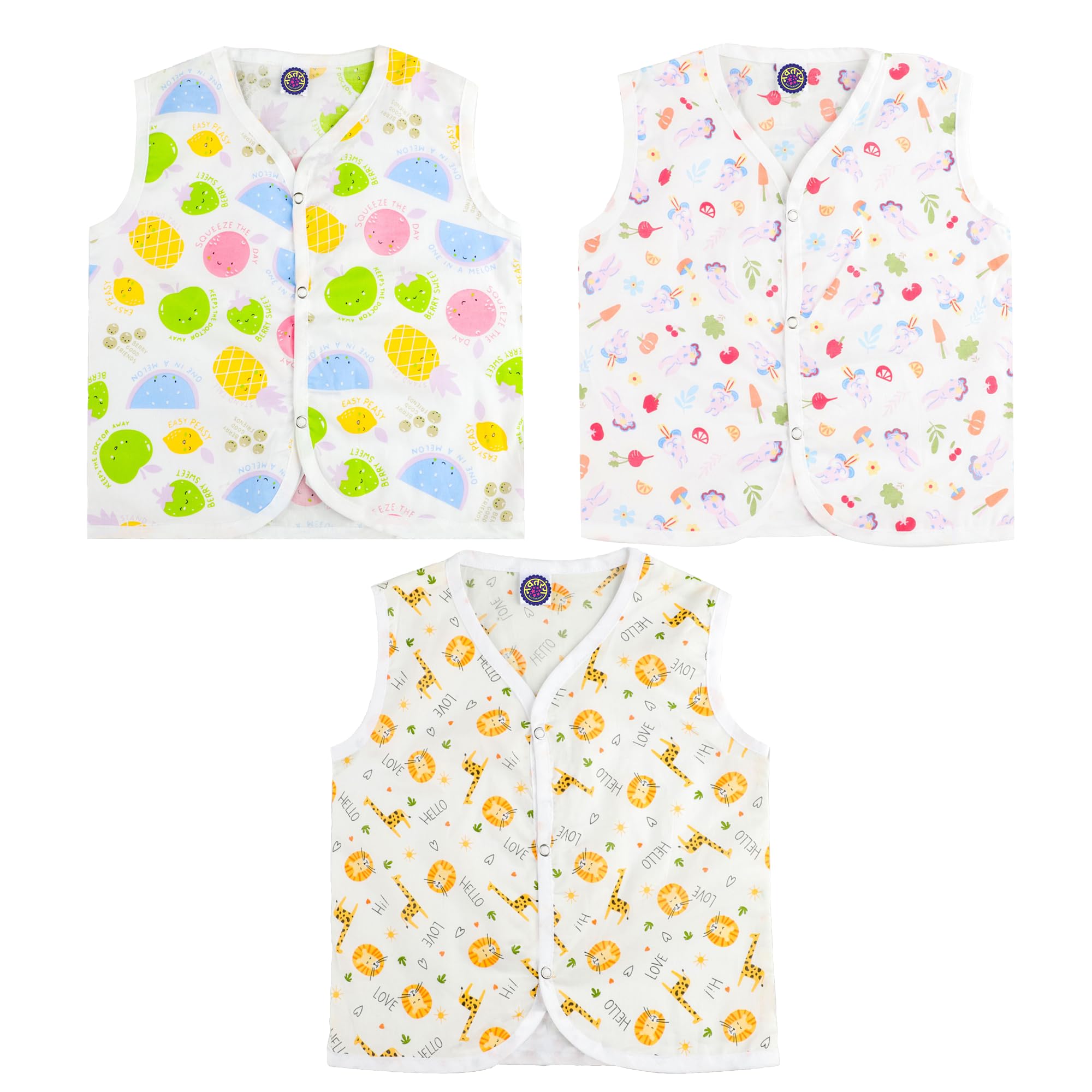 Cotton Button Jhablas for New Born Baby 0-3 Months, Soft & Comfortable Vest Jablas Set, for Boys & Girls, Pack of 3, New Launch-image-14