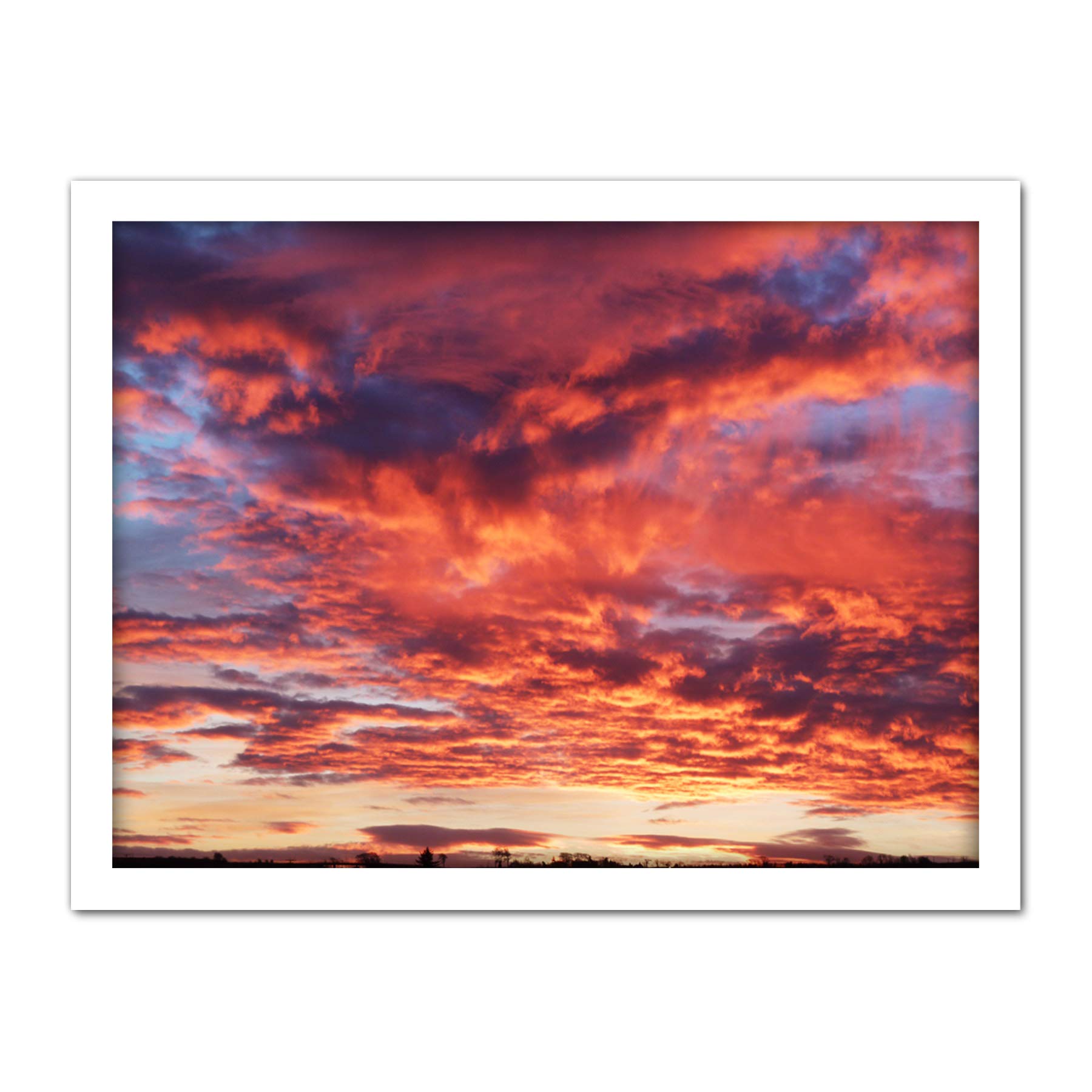 Artery8 Beautiful Sky Clouds Sunset Photo Artwork Framed Wall Art Print 18X24 Inch