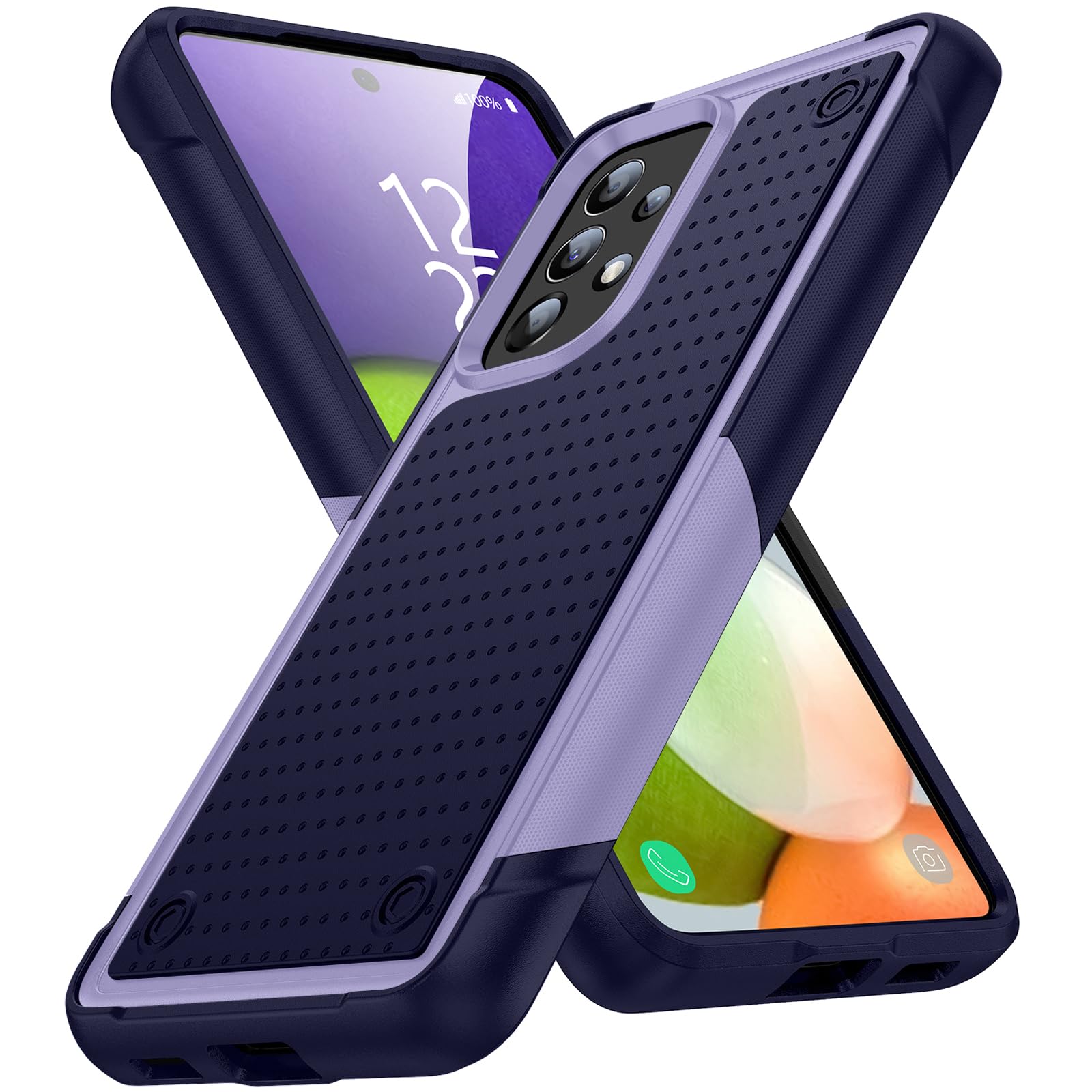 Designed for Samsung Galaxy A52 5G Case 2 in 1 Gift Militay Grade Drop Protective Rugged Heavy Duty Cover Shockproof Case for Galaxy A52 5G Phone Case for Women Men Boy Girl (Purple+Blue)