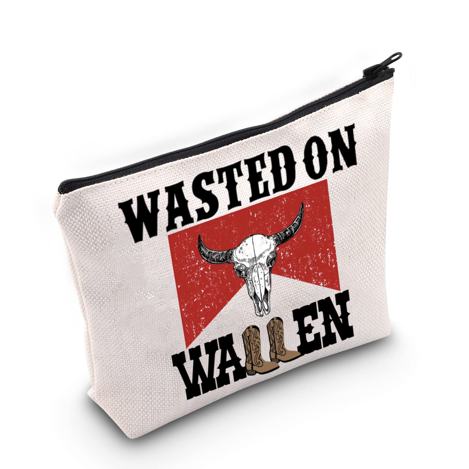 WZMPA Country Music Cosmetic Makeup Bag Music Lover Gift Country Lyric Zipper Pouch Bag For Women Girls, Wasted on, Fit