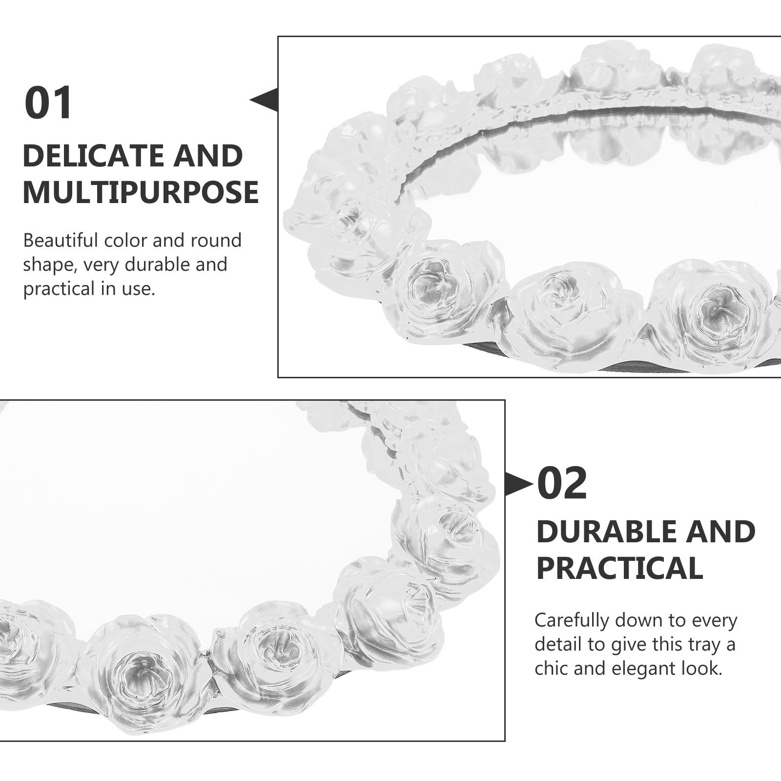iplusmile Bandeja de Tocador para Almacenamiento de Joyas de Resina Diseño Elegante y Servicio de Alimentos Hogar