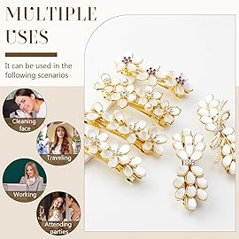 Geyoga 6 Pieces Vintage Hair Barrettes for Women Retro Flower French Pearl Crystal Rhinestones Clips Hair Pins for Women Styling Accessories(Flower Style)