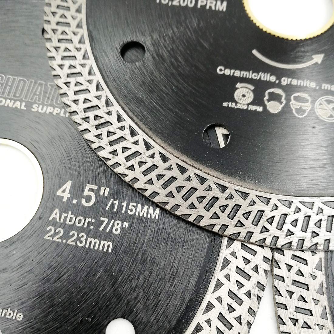 SHDIATOOL Disco Diamantato 5 Pezzi 115mm con Mesh Turbo per Porcellana Piastrella Ceramica Granito Marmo