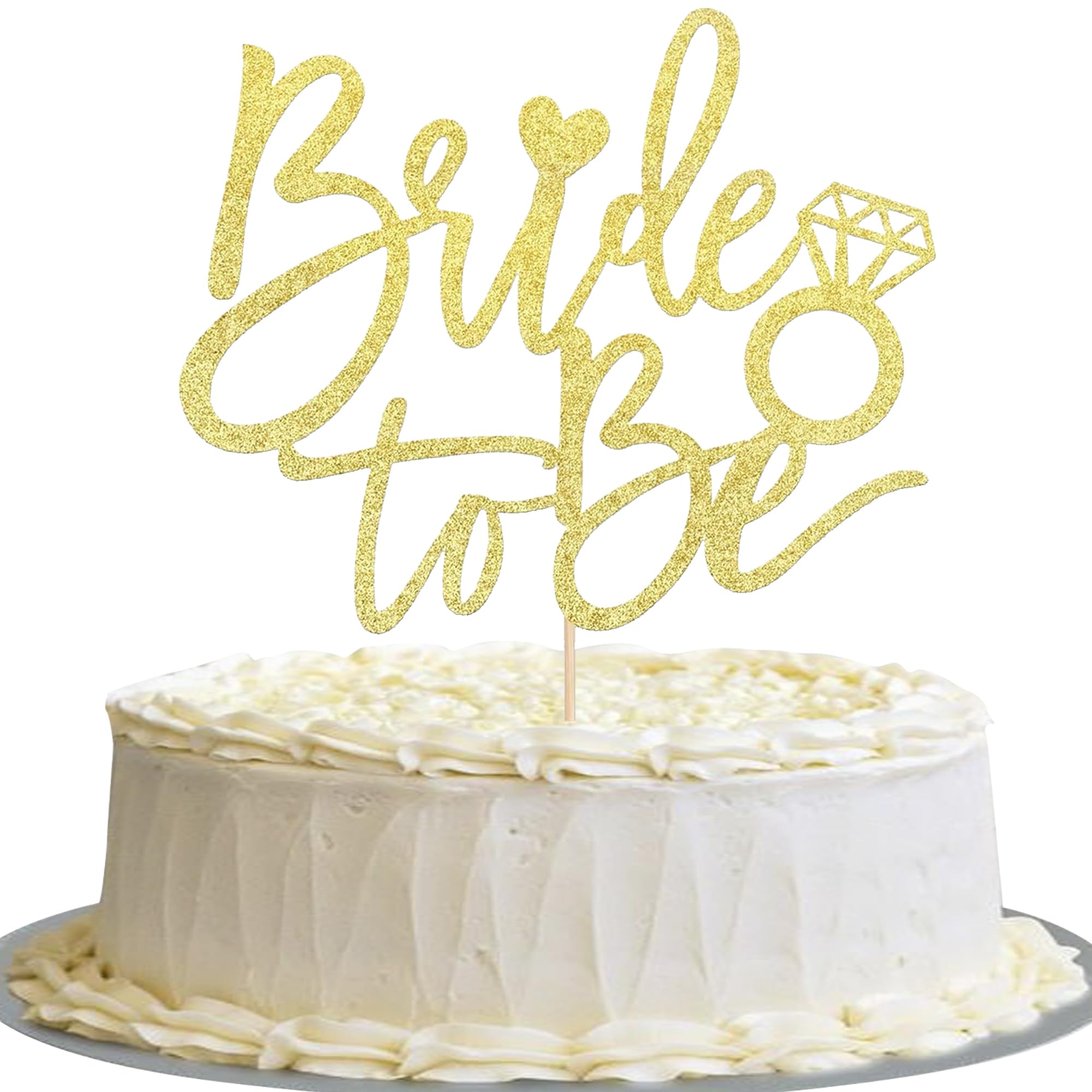 1 Stück Bride to Be Tortendeko Glitzer Ring Kuchen Deko Hochzeit Cake Topper für Bachelorette Braut Dusche Thema Party Kuchen Dekoration Gold