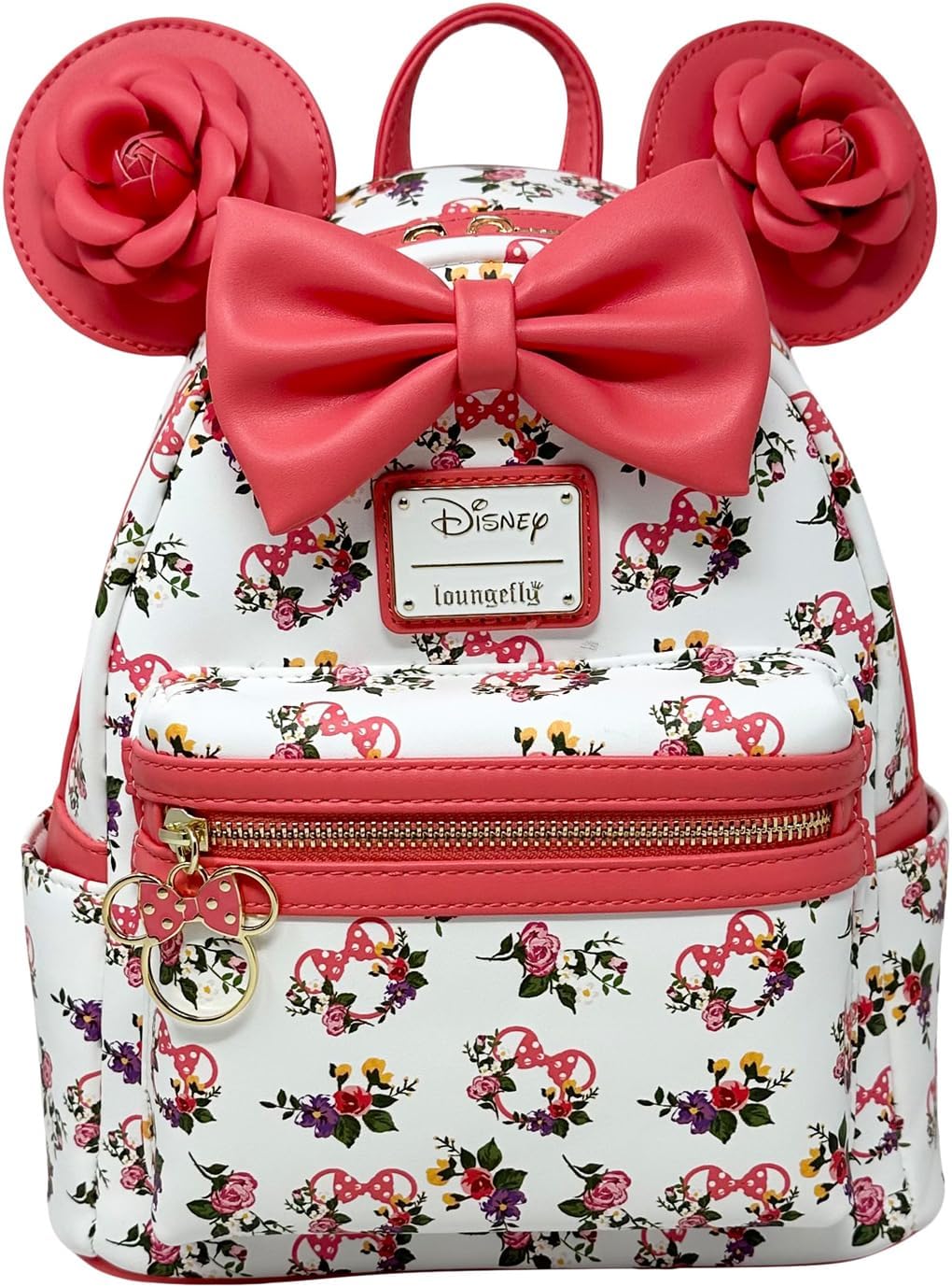 Loungefly Disney Minnie Mouse Roses Allover Print Womens Double Strap Shoulder Bag Purse