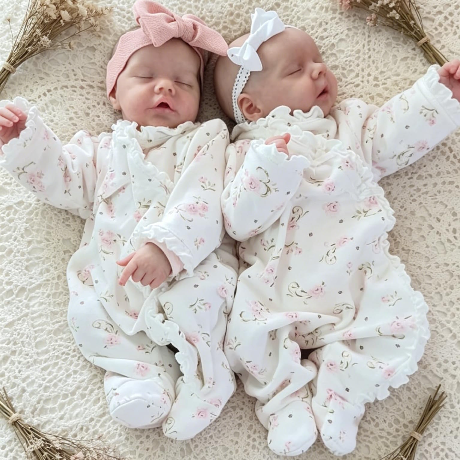 Realistyczne silikonowe bliźniaki Reborn Twins Baby Dolls Girls 45 cm realistyczne miękkie winylowe śpiące bliźnięta dziewczynki noworodki lalki zabawki dla dzieci w wieku od 3 lat