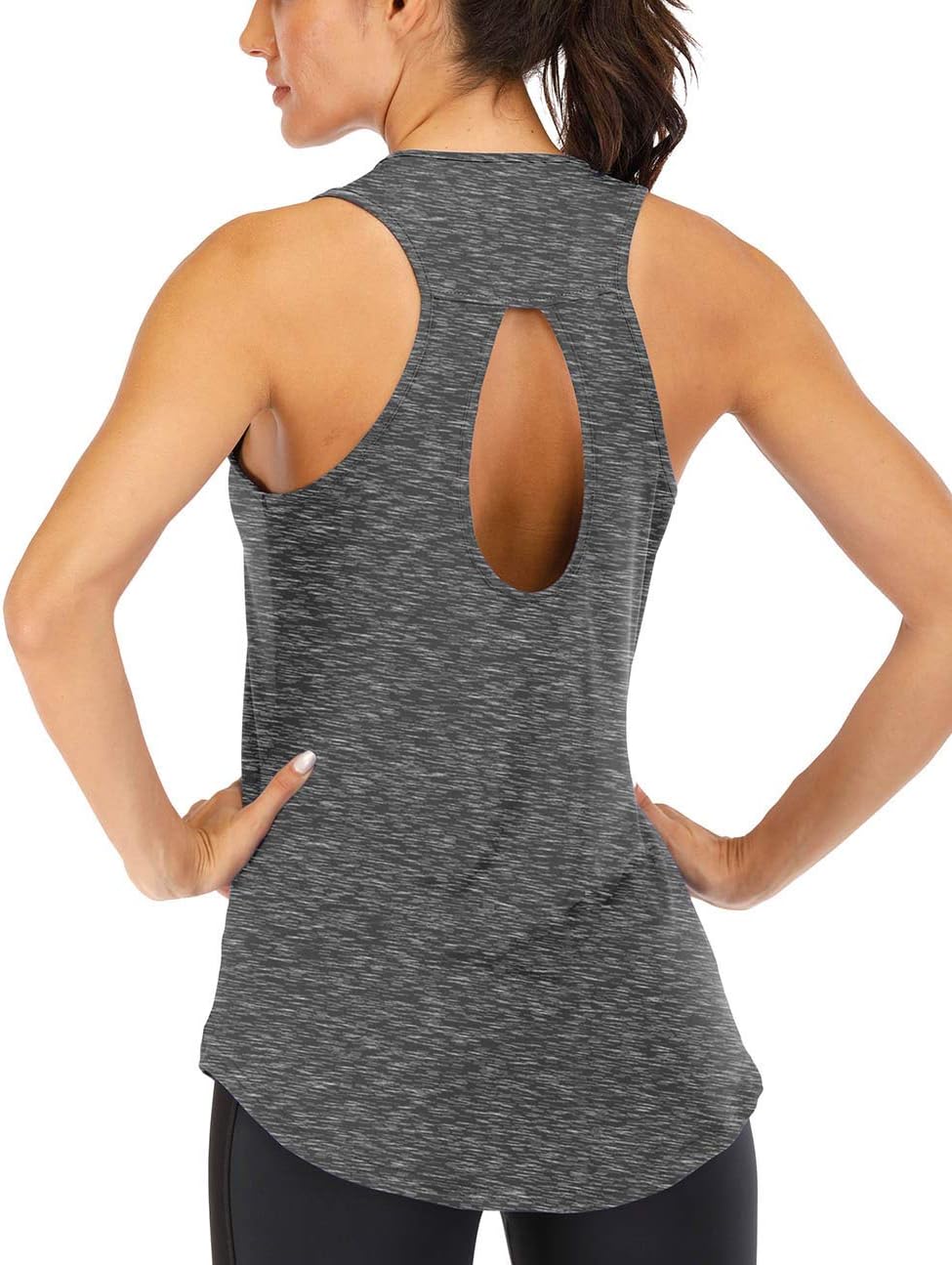 ICTIVE Yoga Tops for Women Loose Fit Workout Tank Tops for Women Backless Sleeveless Keyhole Open Back Muscle Tank