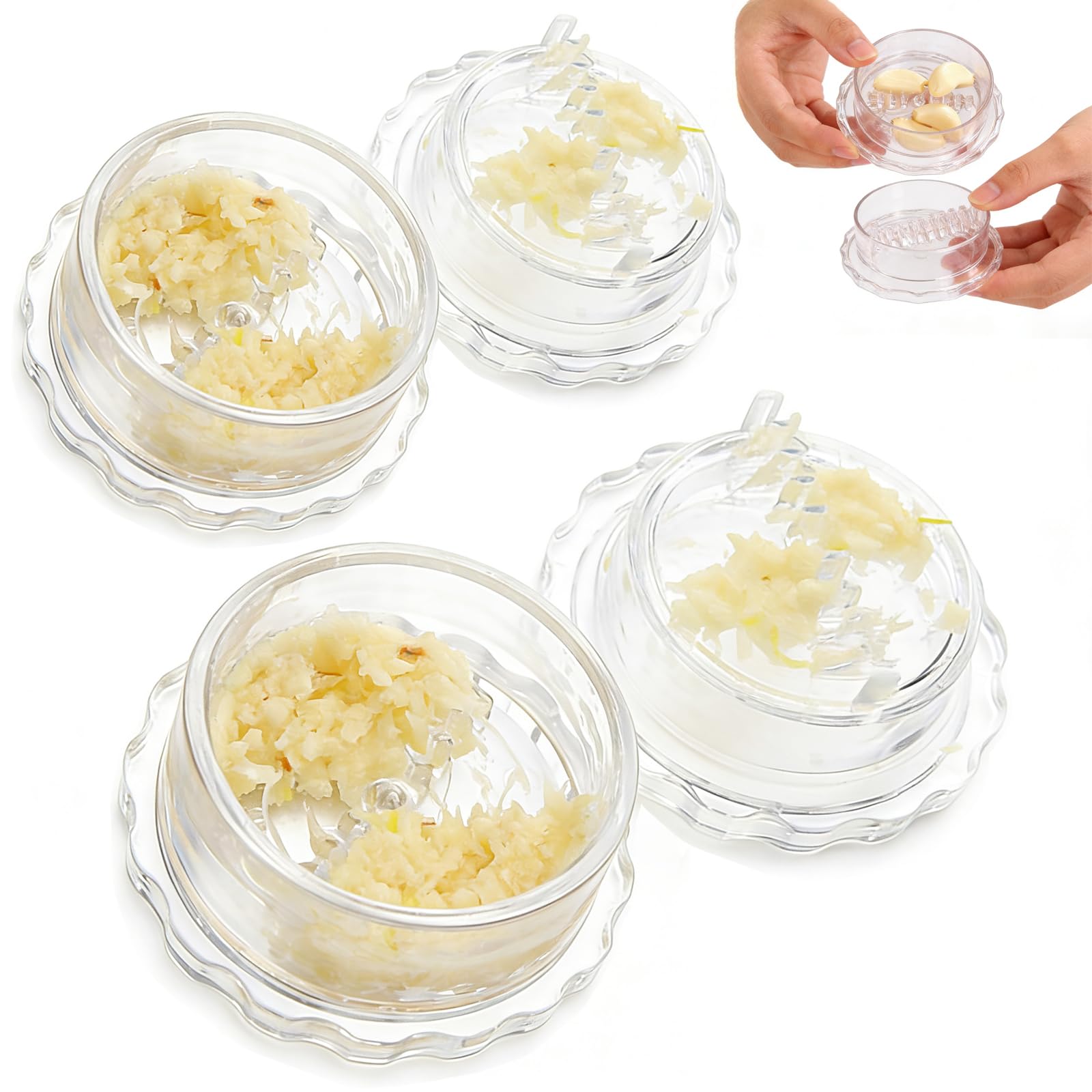 Eastrise Rotary Garlic Twist Crusher Mincer - 18 Gear Teeth, Large Capacity, Leak-Proof Design, Easy Twist to Mince Garlic, No Mess, No Flying Cloves, Dishwasher Safe (2)