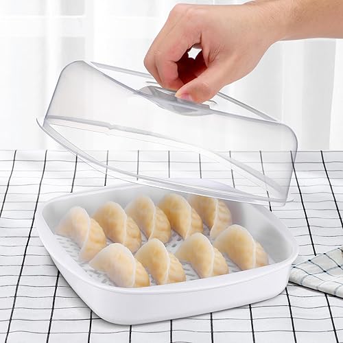 Miniatura 9 de Hemoton Caja de vapor para microondas de 7.5 pulgadas con tapa transparente, vaporizador de alimentos para bollos de verduras y utensilios de cocina