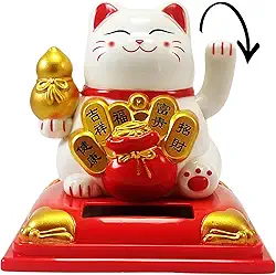 Maneki Neko, Gatinho da Sorte Japones DT2383-Branco Gato da Sorte. O Gato da Sorte Japonês é Um Símbolo de Boas-vindas, Boa Sorte e Riqueza na Cultura Japonesa, Atrai Riqueza e Fortuna. (Branco)