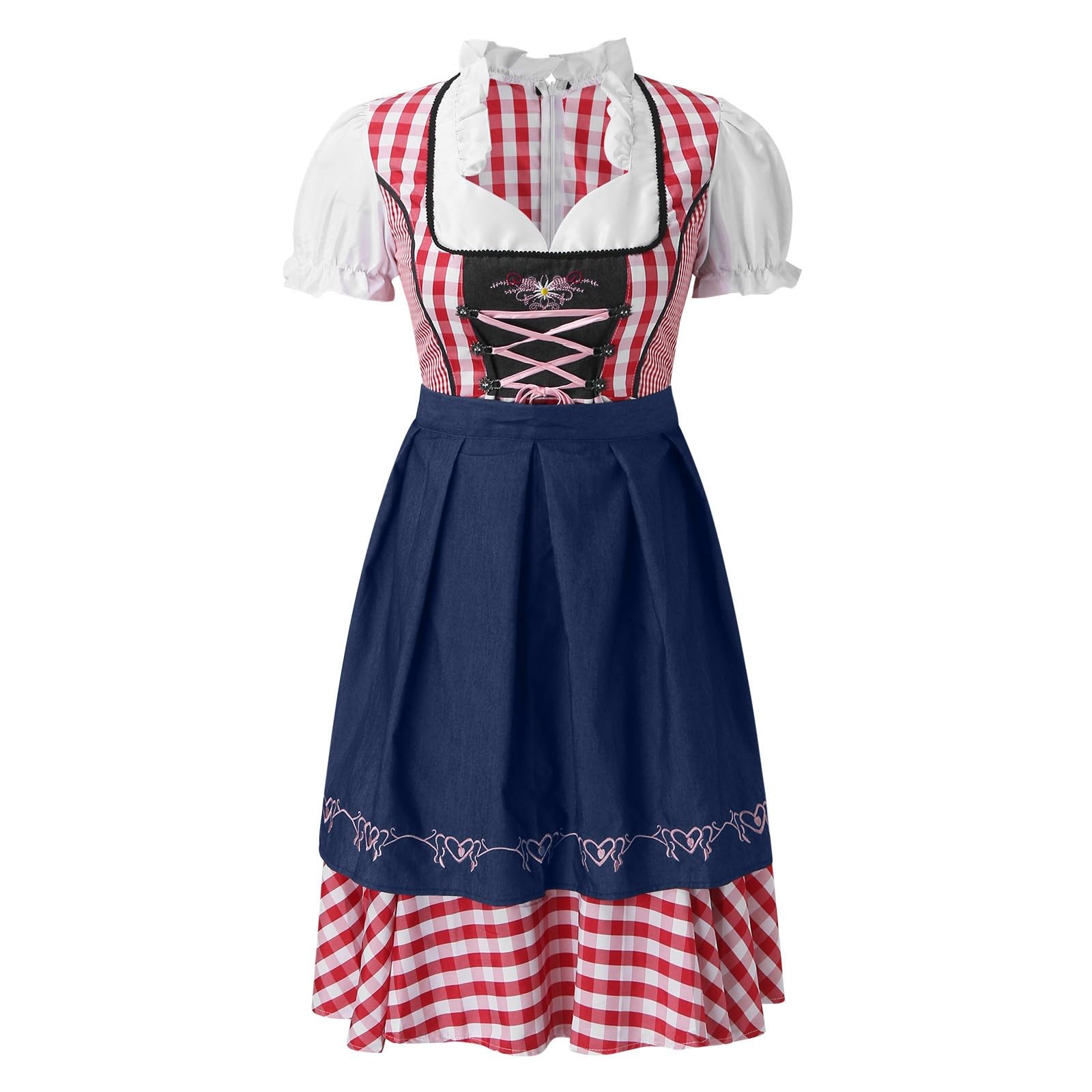 Halloween & Karneval Dirndl Set Damen ärmeliges Kleid Bluse Schürze für Kostümveranstaltungen Bierfestbesuche traditionelles Kleid