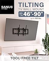 Vista 2 de SANUS Soporte de pared inclinable para TVs de 46" - 90" o 150 libras - Soporte de inclinación premium con ajuste universal - Extensión suave de 5.7