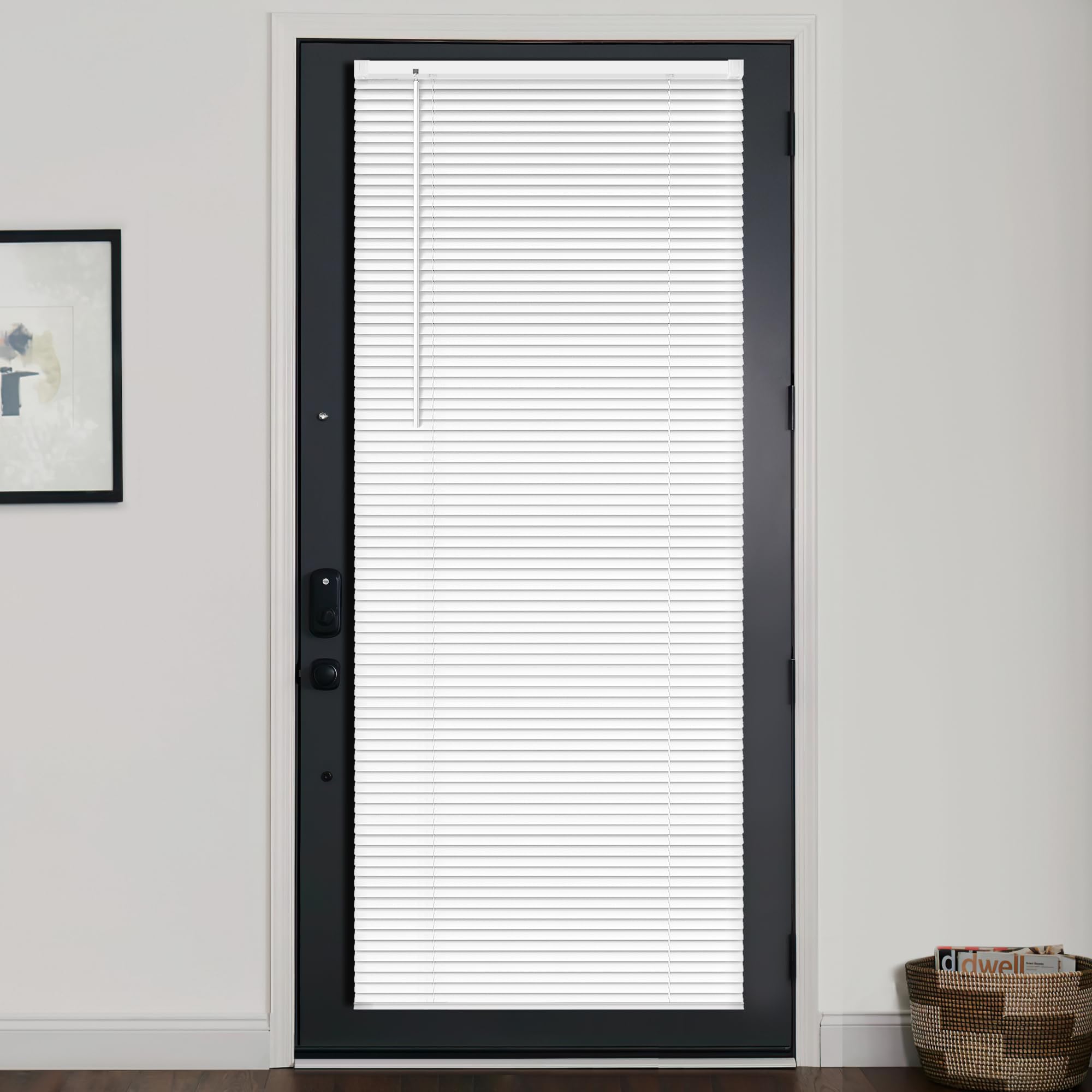 LazBlinds 1" Vinyl Mini Blinds for Doors, Cordless French Door Blinds for Privacy, Light Filtering Privacy Horizontal Shades for Front Door Patio