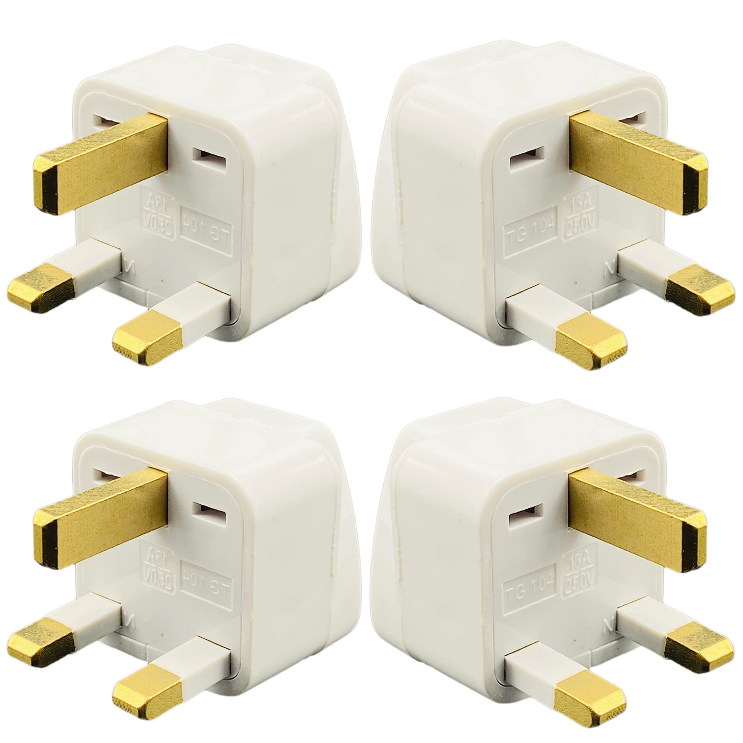 (4 pcs) type g uk adaptor for indian pins works in countries like uk/london,scotland,wales,hong kong,uae,singapore,dubai,ireland etc, universal travel adaptor power plug