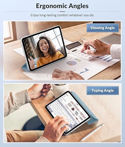 Miniatura 5 de MoKo Funda para iPad de 10 generación 2022, iPad 10.9 con cubierta trasera de TPU suave translúcida esmerilada, funda protectora delgada con función