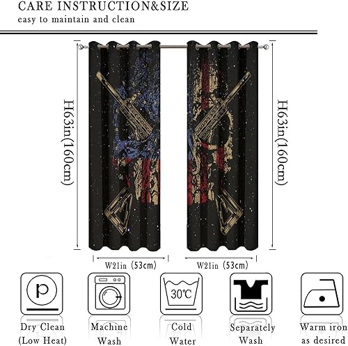 Miniatura 2 de Cortinas opacas con diseño abstracto de bandera estadounidense para sala de estar, Día de la Independencia, fantasía, galaxia, bandera gótica,