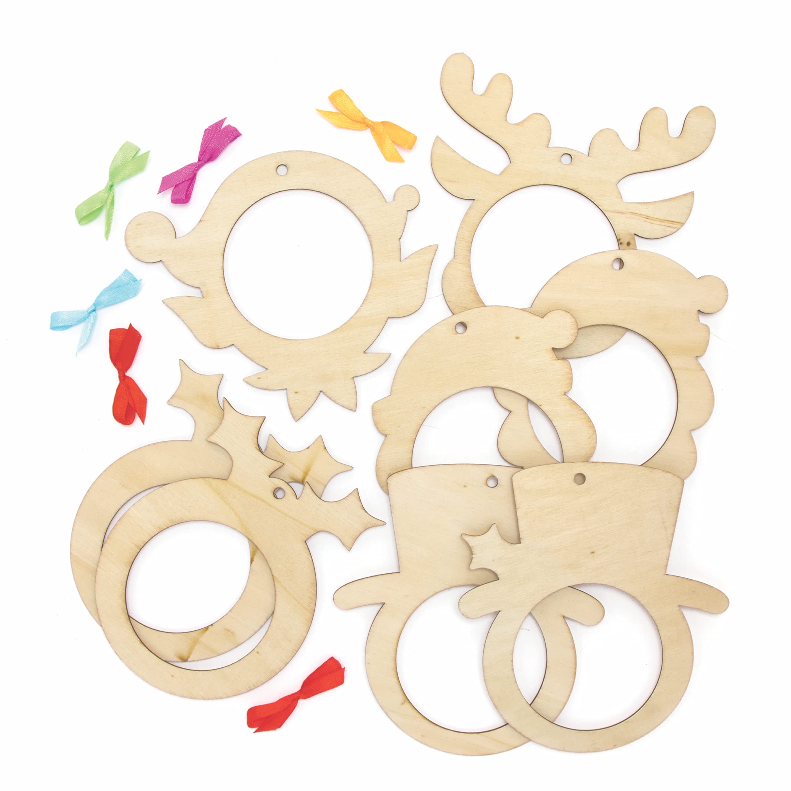 Baker Ross FE952 Cadres Photo En Bois Enfants En Forme De Bonhomme De Neige - Lot De 10, Mini Cadres Photo, Decoration Bois à Décorer, Bois A Peindre Enfant, Activites Manuelles Pour