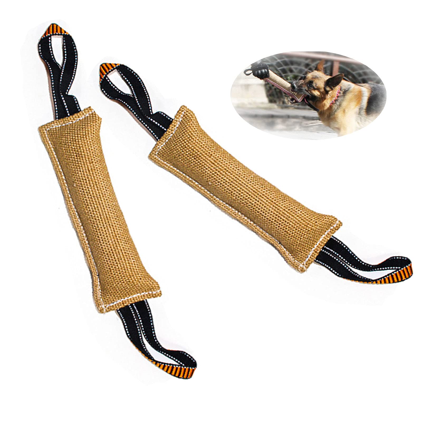 Bite Sausage for Dogs Jute Training Dog Toy Very Robust Dog Toy Jute Training Dog Toy Training Biting Sausage for Dogs Training Dogs Tug of War and Tugging Games with Dog Pack of 2