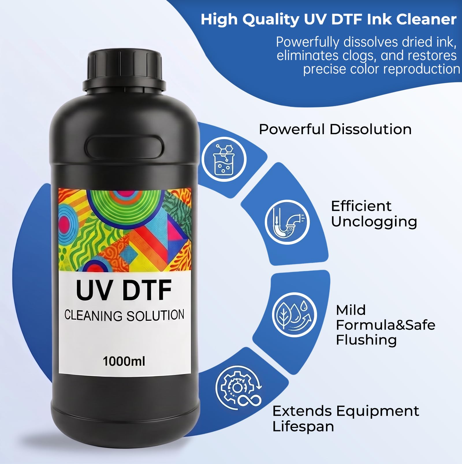 UV Tinte Reinigungslösung für UV Drucker Druckkopf Reiniger kompatibel mit Epson XP600, TX800, DX4, DX5, DX6, DX7, i3200, i1600