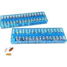 Twice-a-Day Monthly Pill Box Planner Set - AM & PM Medication Organizer for 31 Days! Set Contains 2 Organizers for One Month. Blue - 31 Day AM/PM -1 Pack