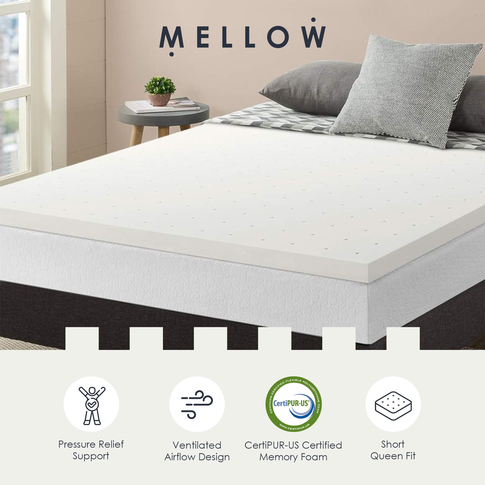 BED FACTORY - Topper In Memory Foam, 160x200x5 Cm, Per Materasso Matrimoniale, Rivestimento