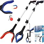 32” Grabber Reacher Tool, 2-Pack Foldable Reacher Grabber Pickup Tool with 90° Rotating Jaw & Magnets, Trash Picker Upper Grabber, Lightweight Grabbers for Seniors Heavy Duty
