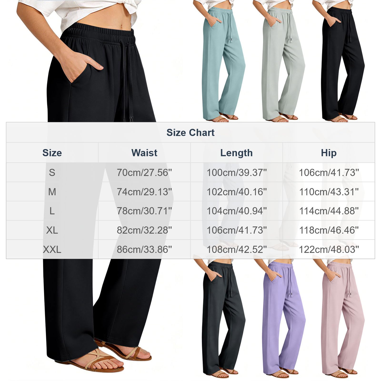 High Waist Straight Leg Sweatpants for Women Elastic Waist Casual Loose Trousers Spring Summer Lightweight Comfy Bottoms 2026 - 5
