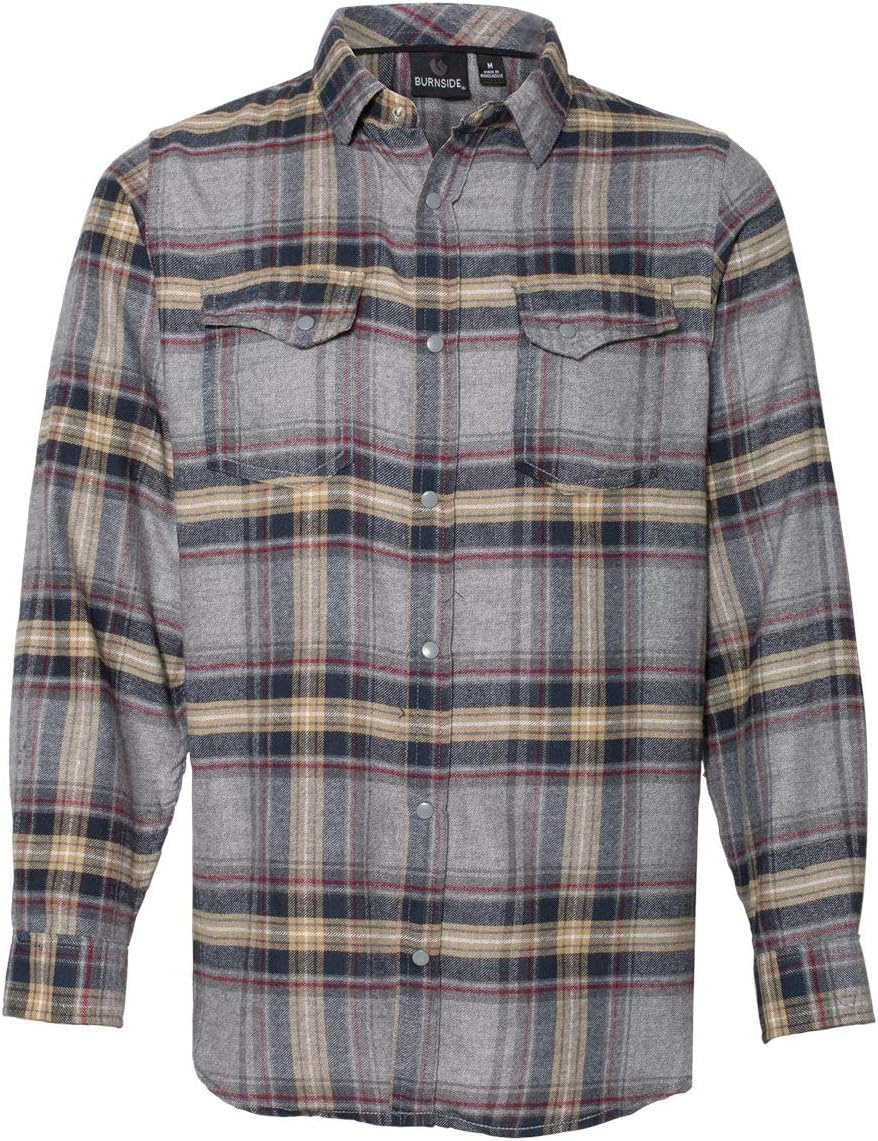 Burnside - Snap Front Long Sleeve Plaid Flannel Shirt - 8219