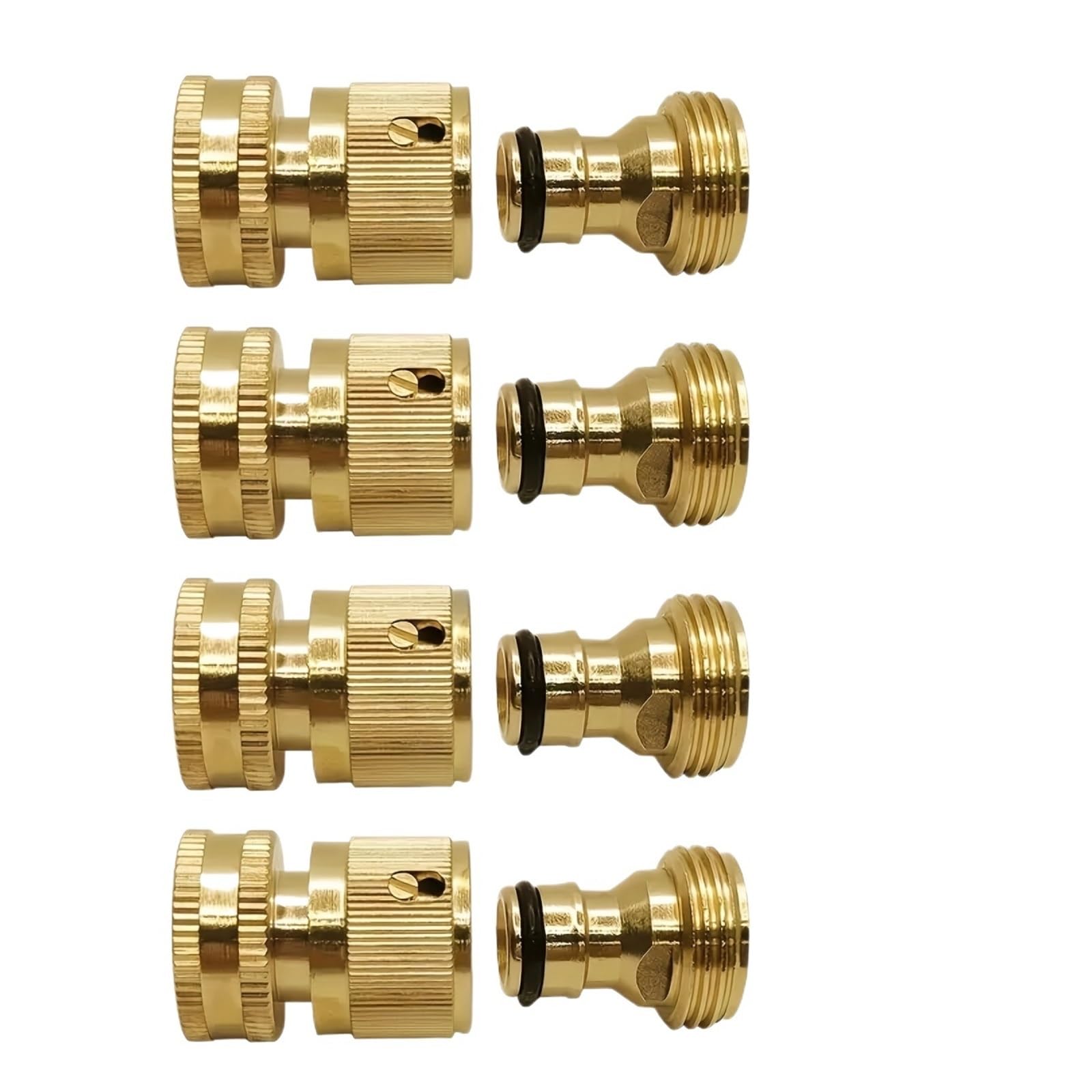 Conectores rápidos de manguera jardín latón 3/4 ", acopladores resistentes a prueba fugas for lavado y riego automóviles (con juntas), 8 Uds