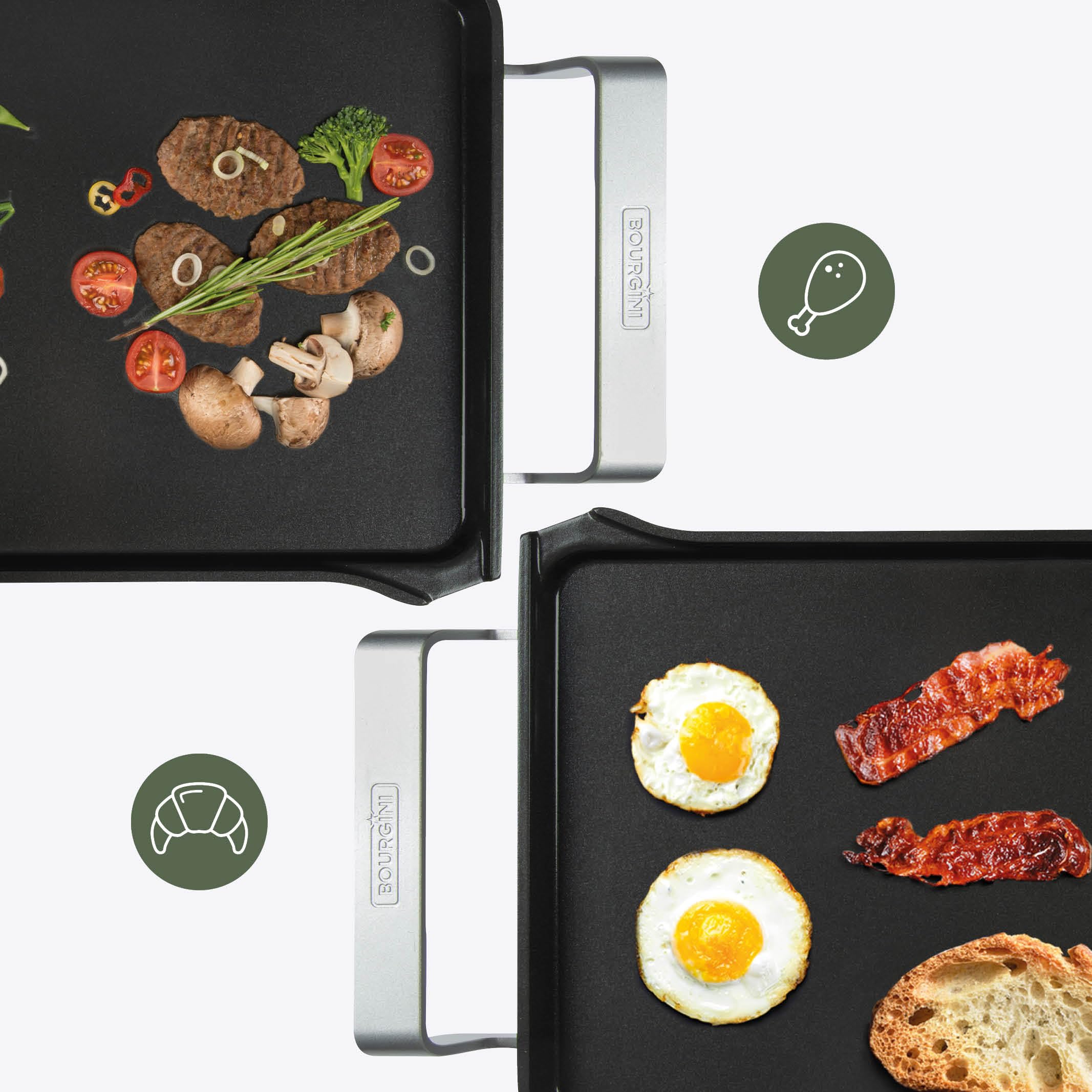 Bourgini Elements - Grillplatte - Grillplatte - PFAS Freie Keramikbeschichtung - 46 x 26 cm - GRS zertifizierte Recycling-Materialien