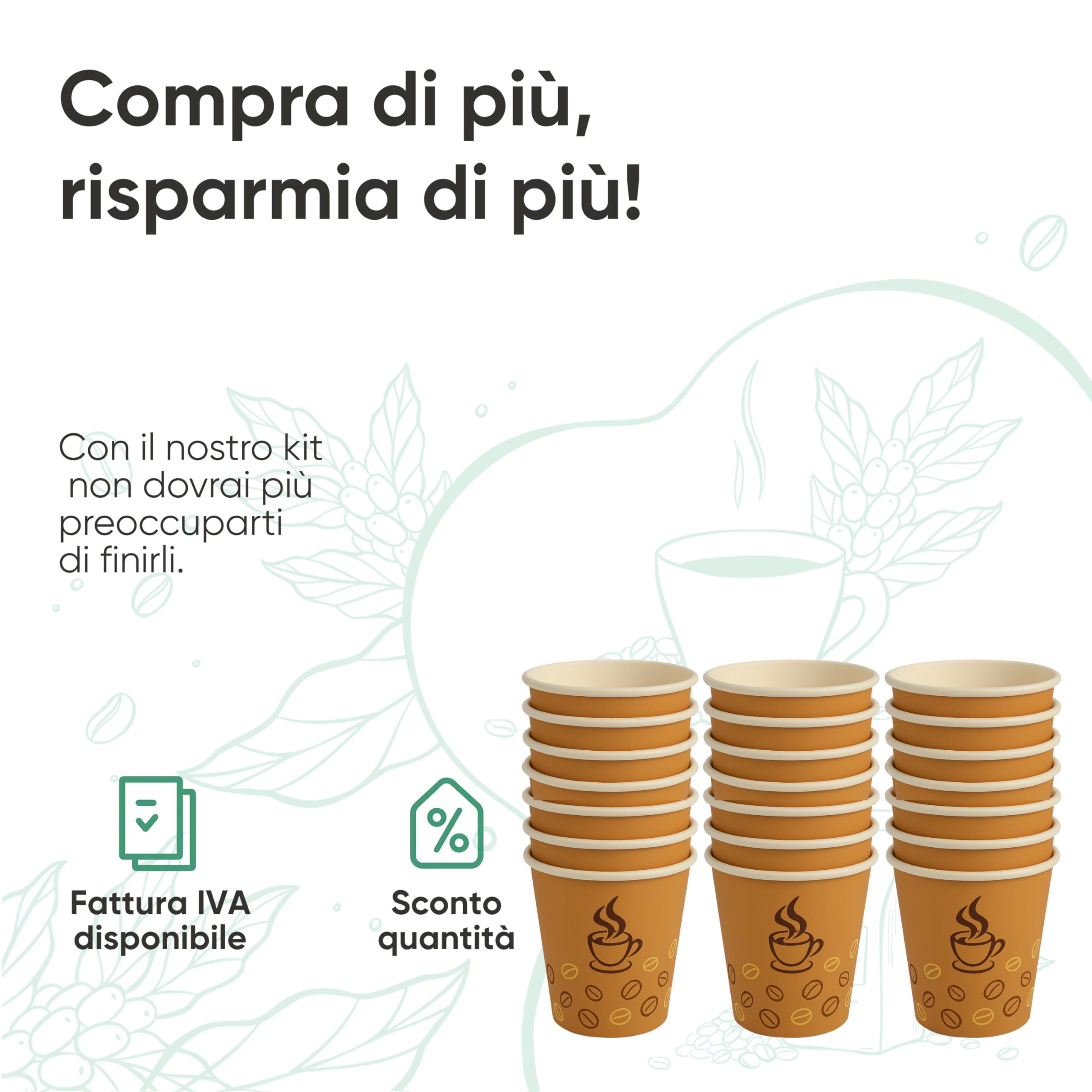 ecodrinks - 1000 Bicchieri Caffe Carta Da 75ml - Set Bicchierini caffè Monouso per Bevande Calde/Fredde - Biodegradabili, Eco-friendly e Made in Italy, Marrone