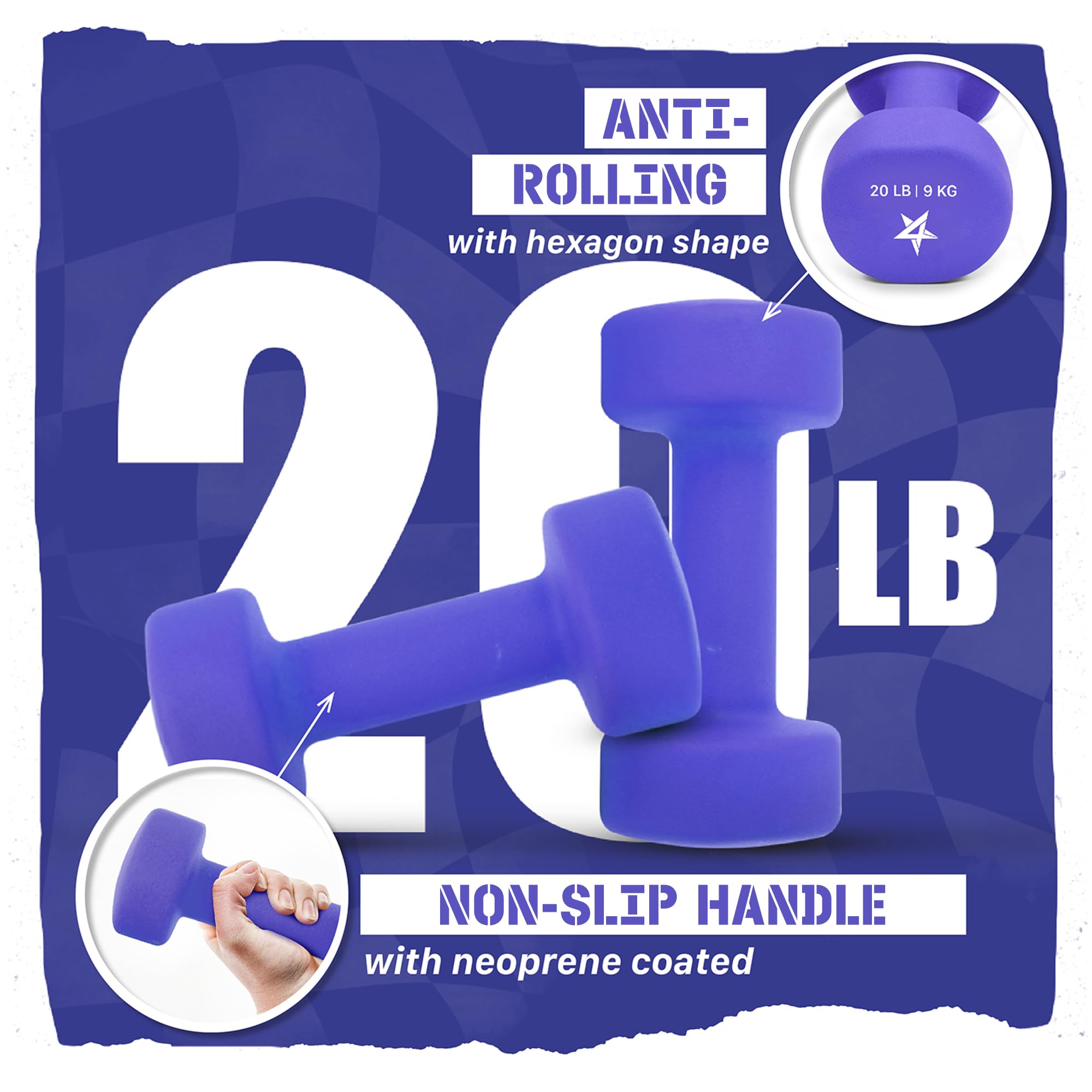Yes4All Manubri in neoprene, set di 2 pesi per mani, comodo cavo di tipo C incluso, 0,9-9,1 kg, impugnatura comoda per un allenamento sicuro a casa, rivestimento in neoprene antiscivolo con design