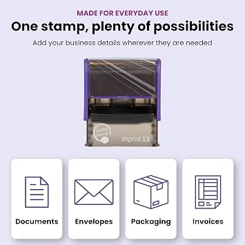 Premium Personalised Custom Made Stamp- Imprint 13- Self-Inking, Rubber Address Stamp - Up to 6 Lines of Customised Text- Black Ink
