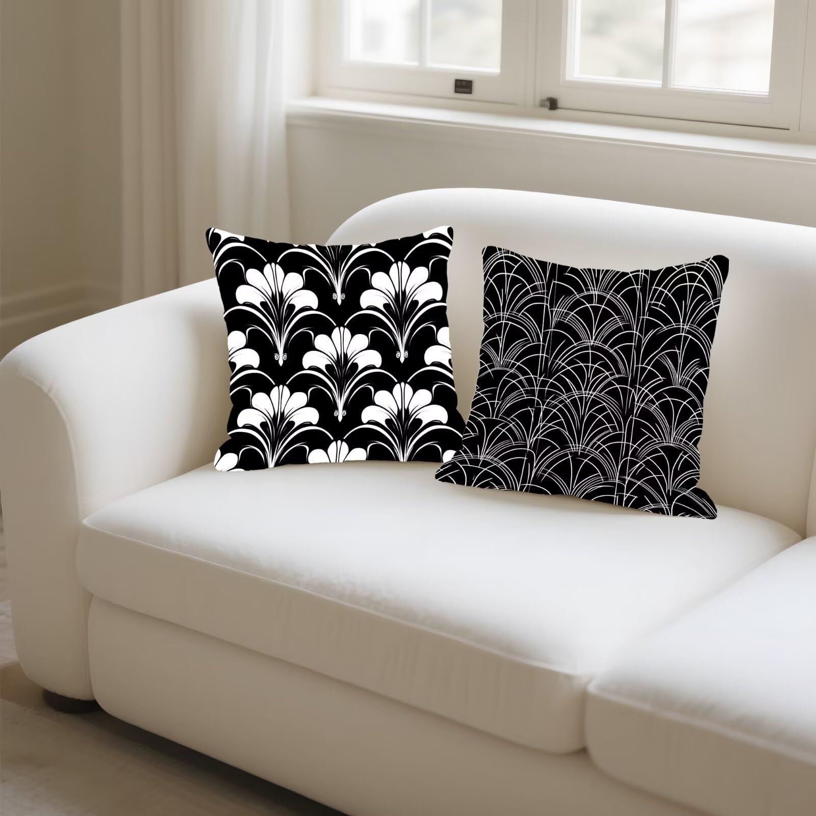 Federe Cuscini Divano 40x40cm, Federa Cuscino Geometria In bianco e nero Quadrati Copricuscini Super Morbido Copri Cuscini Per Divano, Cuscino Decorativo da Esterno Giardini, Camera Divani, Sedie P325