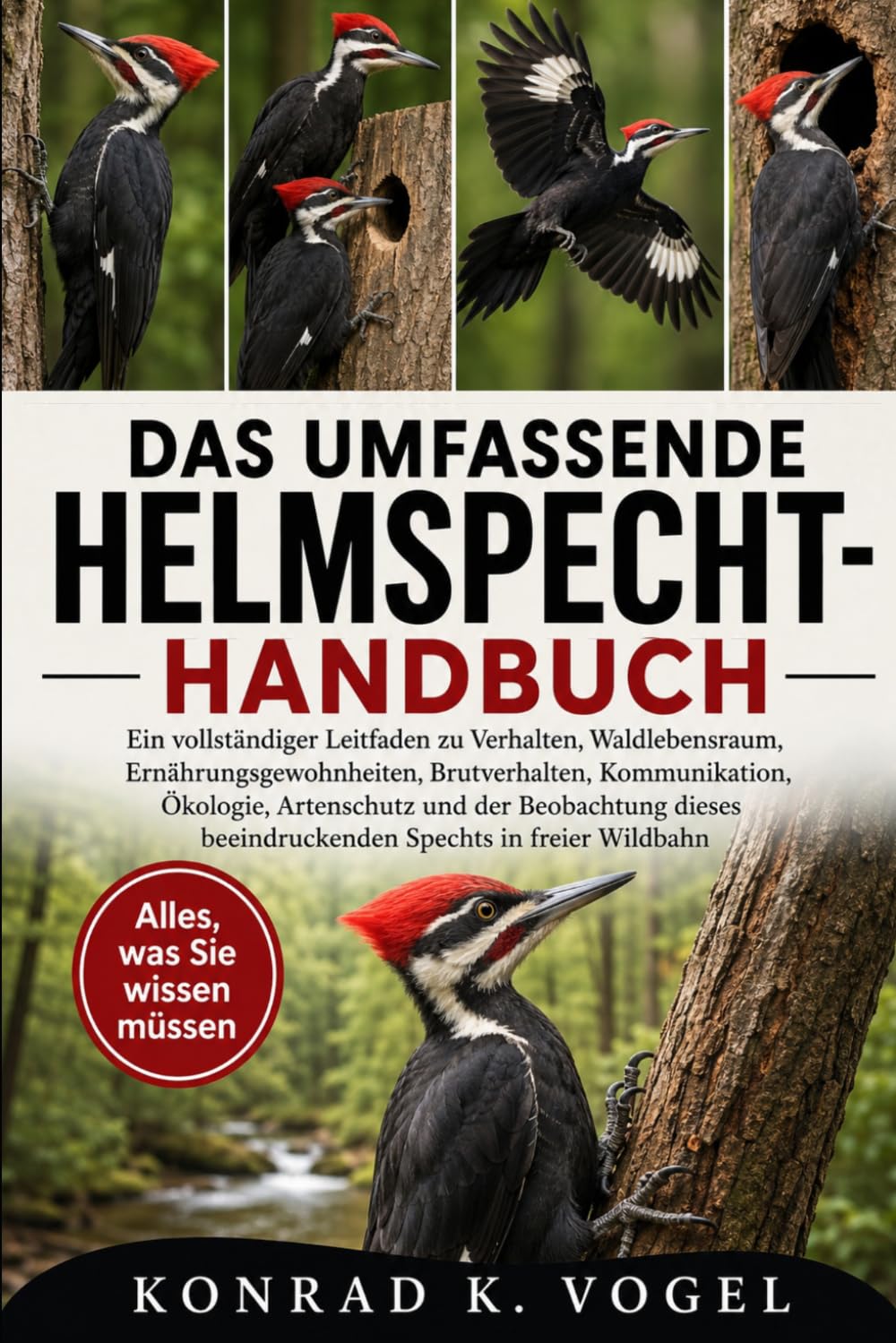 DAS UMFASSENDE HELMSPECHT-HANDBUCH: Ein vollständiger Leitfaden zu Verhalten, Waldlebensraum, Ernährungsgewohnheiten, Brutverhalten, Kommunikation, ... beeindruckenden Spechts in freier Wildbahn