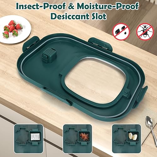 Miniatura 3 de Contenedor de almacenamiento de alimentos para perros, contenedor hermético plegable de 20 libras para alimentos para mascotas con ruedas, cuchara,