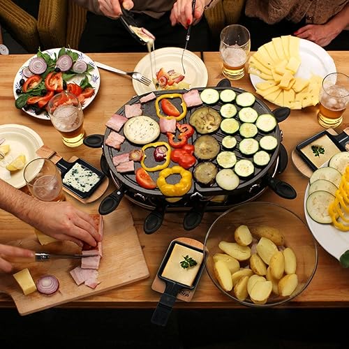 Miniatura 6 de Artestia Paquete de 8 bandejas de bambú Raclette para parrilla, platos de bambú pequeños hechos a mano resistentes al calor para barbacoa, cocina,