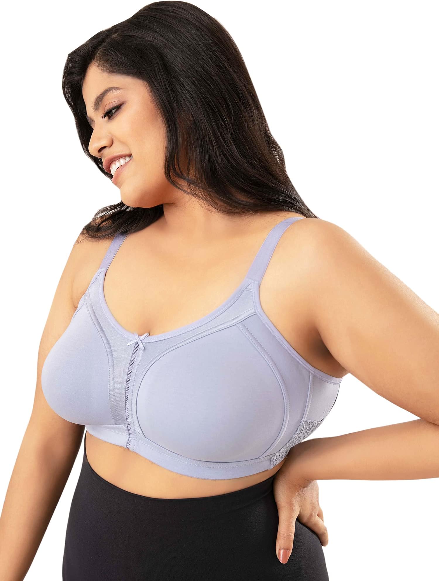 NYKDby Nykaa Women’s Full Support M-Frame Heavy Bust Everyday Cotton Bra | Non-Padded | Wireless | Full Coverage| Bra, NYB101, Dark Blue, 32D, 1N