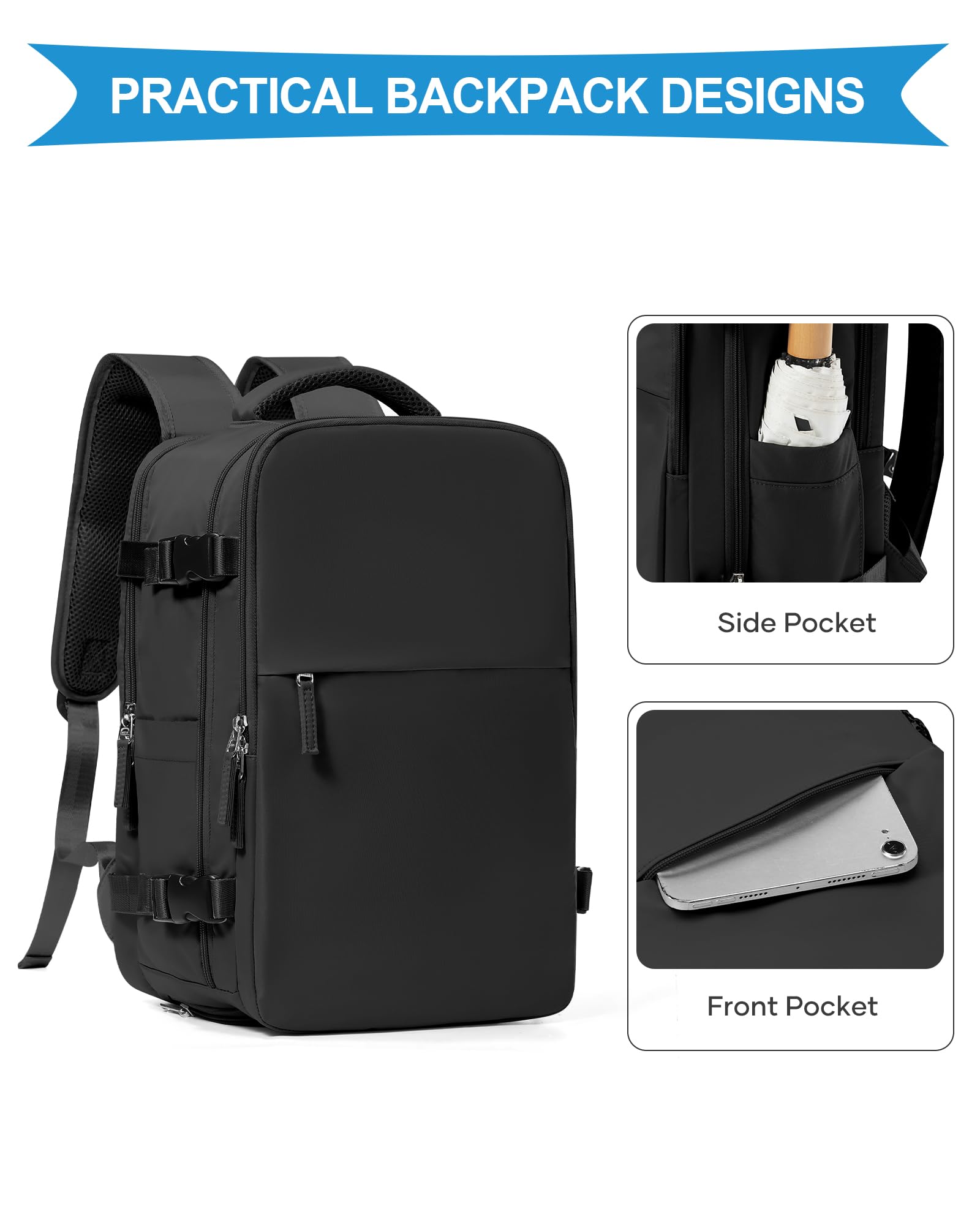 SZLX Zaino Ryanair 40x30x20 Sottovuoto Zaino da Viaggio 40x30x20 Wizzair | Bagaglio a Mano 40x30x20 Donna Uomo Borse da Cabina per Ryanair Easyjet Adatto a PC da 14 Pollici con USB e scomparto scarpe