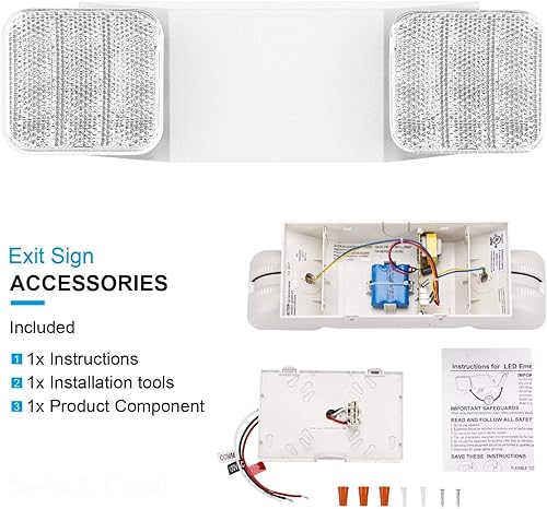 Miniatura 4 de Accesorios de iluminación de emergencia LED con 2 cabezales LED, luz de emergencia comercial con batería de respaldo, calificación UL 924 y CEC,