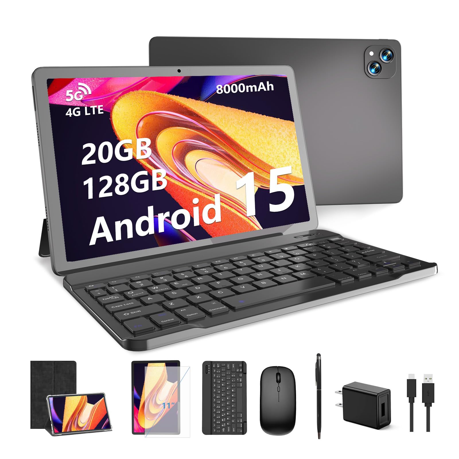 タブレット アンドロイド15 128GB 11.4インチ SIMフリー 4G Amazon.com : 11 inch Android 15 Tablet, 20GB RAM 128GB ROM , 2TB