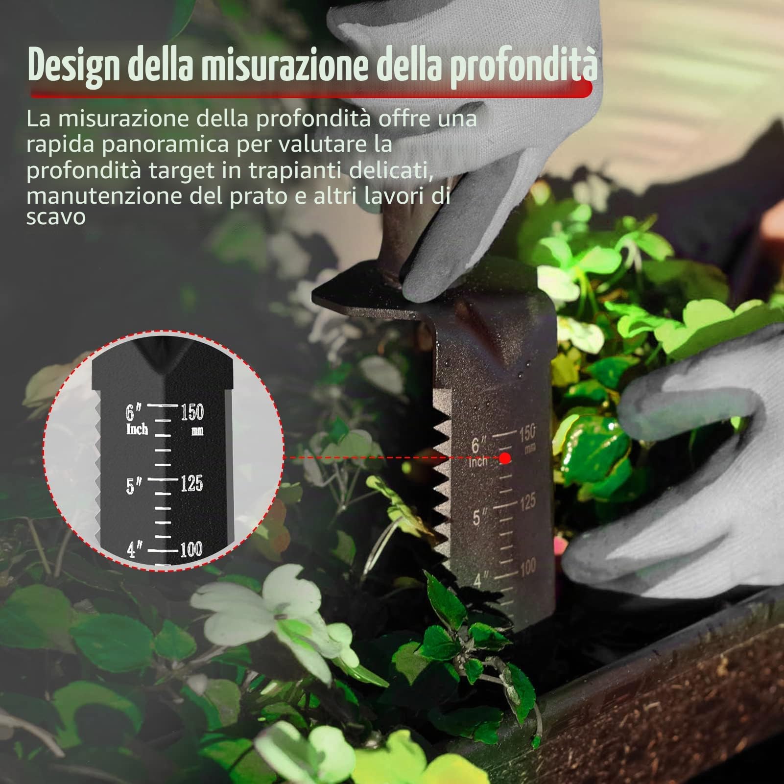 DR.ÖTEK Detectores De Metales Accesorios Pala Multifuncional, Edge Digger con Funda,Herramienta De Excavación con Escala de Medición de Profundidad para Jardinería, Camping, Paisajismo