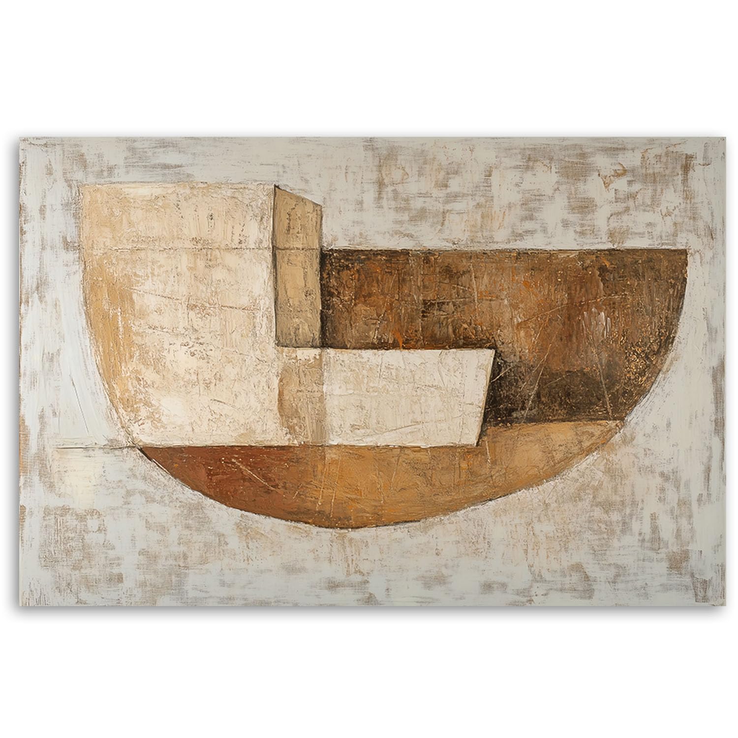 Feeby Quadro su Tela Non Tessuta - Stampa Su Tela - Beige astratto con oro - 120x80 cm - Decorazione Murale - Moderno Soggiorno - quadri moderni soggiorno - poster