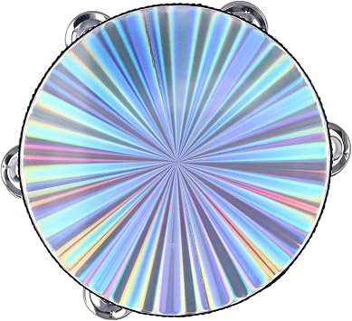 6/8 Inch Hand Held Drum, Double Row Jingles Tambourine with Clear Crisp Sound, Ideal for Adults Beginner Dance Party Musical Instrument 8 Inch