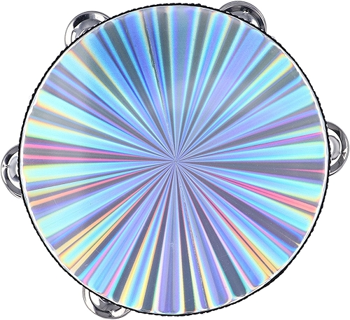 Pandeiro Radiante, Pandeiro de 10 Polegadas Com Jingle de Fileira Dupla, Instrumento de Percussão de Tambor de Mão Reflexivo Som Claro e Nítido Sino de Tambor Portátil para