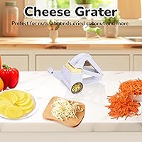 Vista 5 de Rallador de queso giratorio para queso duro, chocolate y nueces, tambor de acero inoxidable, mango ergonómico, fácil de limpiar, molinillo de queso