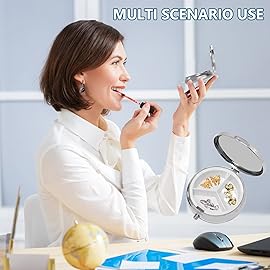 Pill Box 3 Compartment Small Pill Case,Portable for Pocket or Purse Pill Organizer Pill Container Holder to Hold Vitamins, Medication, Fish Oil and Supplements(Blue Quicksand)