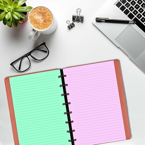 Miniatura 6 de Papel de recambio de tamaño junior, papel de hojas sueltas A5 para sistema de toma de notas personalizado TUL, 5 colores (20 hojasC), total 100