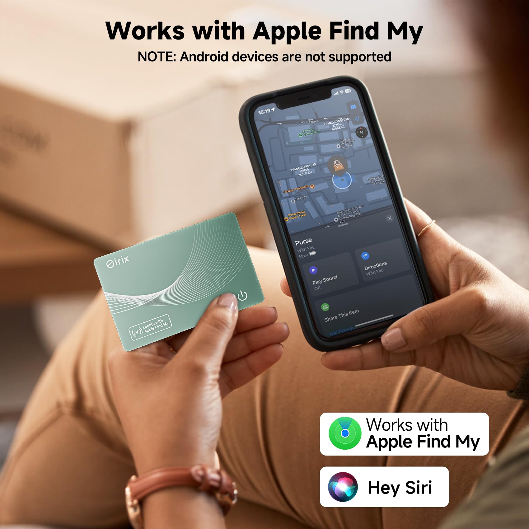Carta di localizzazione del portafoglio, sottile, ricaricabile, funziona con Apple Find My (solo iOS), localizzatore di oggetti per etichette bagagli, passaporti, telefono